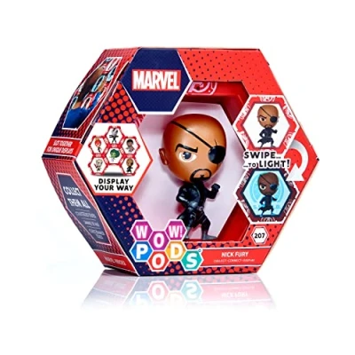 Image of WOW! PODS Marvel Avengers Collection Nick Fury Superhero Toys Light Up Bobble Head Figure Official Collectable &amp; Gifts Number 207 in Series Multicolor