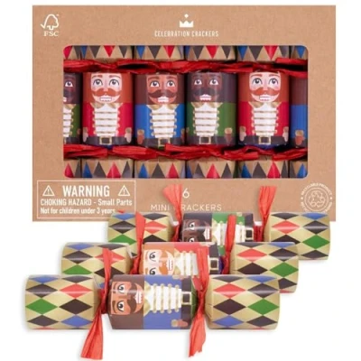 Image of Celebration Crackers Mini Christmas 6x 6 inch Nutcracker Party Decorations FSC Mix Eco