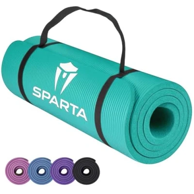 Image of NBR Yoga Mat Exercise Fitness foam Extra Thick Non Slip Large Padded High Density for Pilates gymnastics stretching Workout with Free Carry Strap (Turquoise)