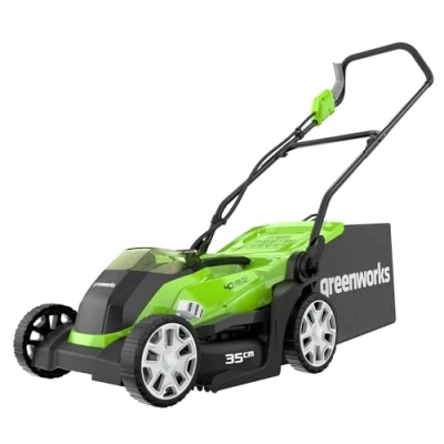 Image of Greenworks G40LM35 Cordless Lawnmower for Lawns up to 400m², 35cm Cutting Width, 40L Bag WITHOUT 40V Battery &amp; Charger, 3 Year Guarantee, Green