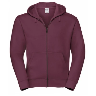 Image of Russell Athletic Mens Authentic Full Zip Hooded Sweatshirt / Hoodie (Burgundy) Size Medium