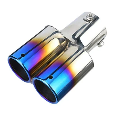 Image of KIMISS Rear Exhaust Muffler Tip, Stainless Steel Universal Car Modified Double Pipe Tip Tail Throat