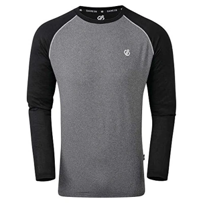 Image of Dare 2b Womens Sprint City Lightweight Thin Stretchable Hoodie Perfect for Working Out with Sweat Wicking Antibacterial Fabric Quick Dry &amp; Odour Control Kangaroo Style Lower Pocket Ebony Grey