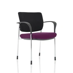 Image of Brunswick Deluxe Black Fabric Back Chrome Frame Seat Purple With Arms