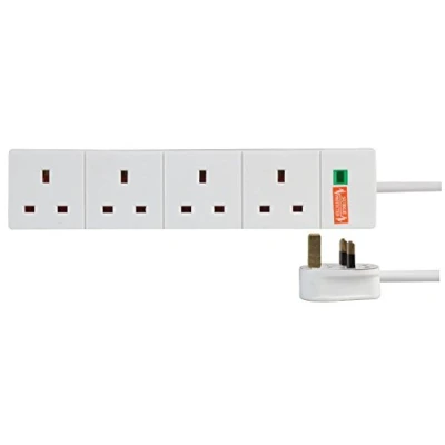 Image of pro elec 4 Gang Surge Protected Extension Lead, White 2m