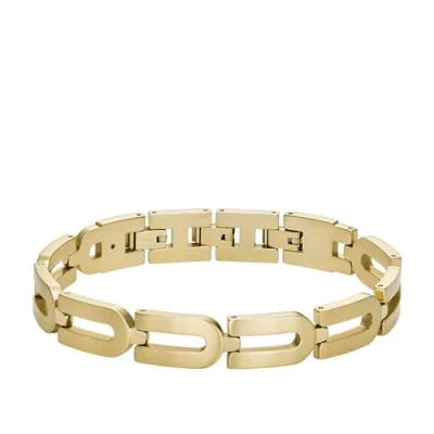 Image of Fossil Men&#039;s Heritage D Link Chain Gold Tone Stainless Steel Bracelet, JF04691710