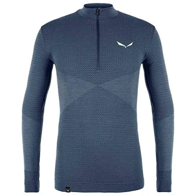 Image of SALEWA Zebru Medium Warm Amr M 1/2 Zip Tee, Dark Denim, XL, Male