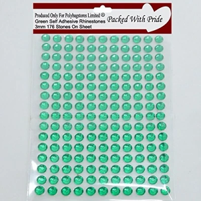 Image of POLYBAGSTORES 10 Packs Green 4mm Self Adhesive Diamante Stick On Gems