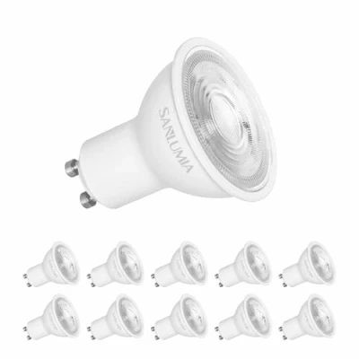 Image of sanlumia 10 X 6W LED Gu10 Bulb Super Bright Narrow Beam Angle 38 Spotlight 530lm 75W Halogen Equivalent Natural White 4000K