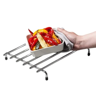 Image of Kilo Deluxe Chunky Chrome Trivet with Protective Rubber Feet (33x30cm), Large