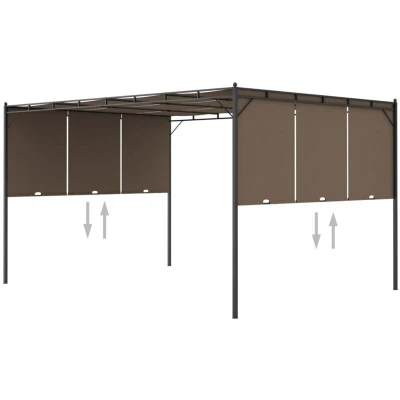 Image of vidaXL Garden Gazebo with Side Curtain 4x3x2.25 m Taupe