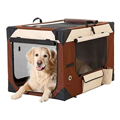 Image of Karlie Flamingo Smart Top de Luxe Travel Box for Dogs, 76 x 51 48 cm, Beige/Brown