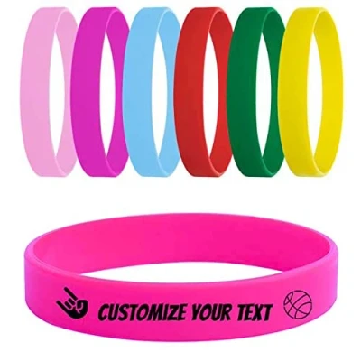 Image of TEMEITE Custom Silicone Bracelets Reminder Bracelet Rubber For Women Wristbands Men Inspirational Event Rose red