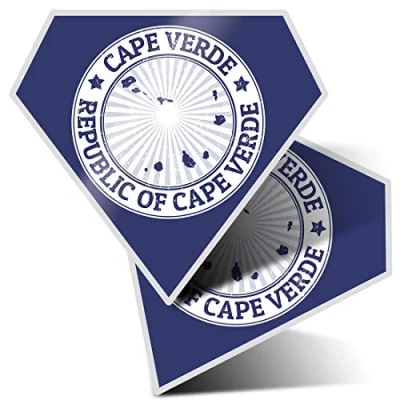 Image of 2 x Diamond Stickers 7.5 cm Republic of Cape Verde Map Travel Fun Decals for Laptops,Tablets,Luggage,Scrap Booking,Fridges, 4664