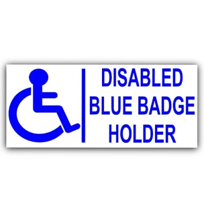 Image of Platinum Place 1 x 200mm Blue Badge Holder EXTERNAL Disabled Car Sticker Disability Wheelchair Mobility Self Adhesive Sign