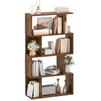 Image of YITAHOME Bookcase, 5 Tier Bookshelf Industrial Shelving Unit with Open Shelves Standing Book Shelf Wooden Display Storage Rack for Bedroom Living Room Home Office, Rustic Brown