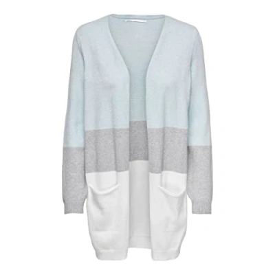 Image of ONLY Onlqueen LONG Cardigan, Women&#039;s, Size: Medium, Cashmere blue/cloud dancer