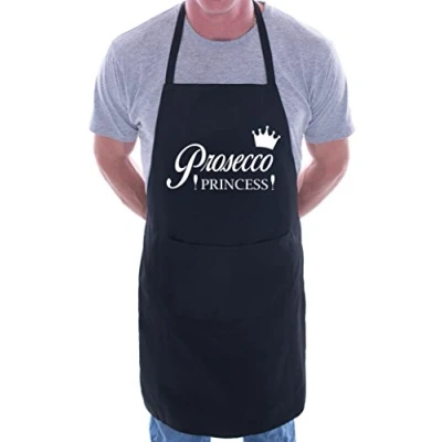 Image of print4ucouk Prosecco Princess Funny BBQ Cooking Novelty Apron Black