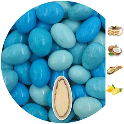 Image of EinsSein 1kg Sugared Almonds Chocolate Mixed Tastes light blue glossy wedding sugar sweets almond dragees baptism dragee cake balls candy coated sweet weddings favours dragée