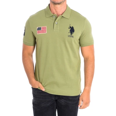 Image of US Polo Assn Mens JARECBFD Short Sleeve with contrasting lapel collar 61431 man Green Cotton Size Small