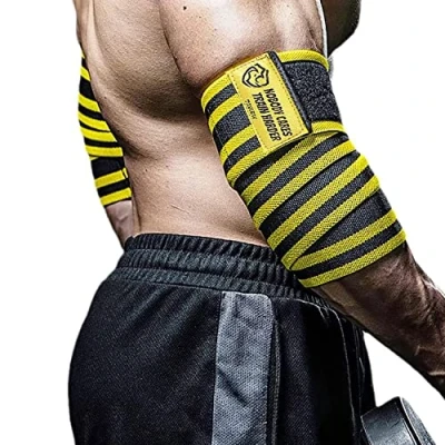 Image of TAVIEW Elbow Wraps for Weightlifting (1 Pair), 48&quot; Elastic Support &amp; Compression Powerlifting, Fitness, Cross Training Gym Workout Straps Weight Lifting