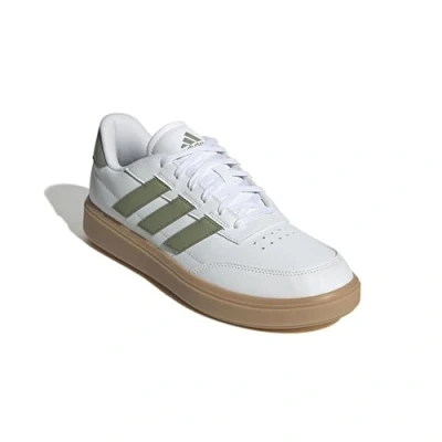 Image of adidas Men&#039;s Courtblock Shoes, Cloud White/Tent Green/Olive strata, 3.5 UK