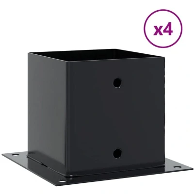 Image of vidaxl square post bases anthracite powder coated steel durable corrosion resistant supports concrete/wood structures 141x141 mm