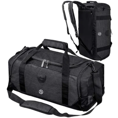 Image of Gym Duffle Bag Backpack Waterproof Sports Duffel Bags Travel Weekender for Men Women Overnight with Shoes Compartment Black