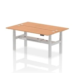 Image of Air B2B 1800x600mm Height Adjustable 2P Bench Desk CP Oak/Silver