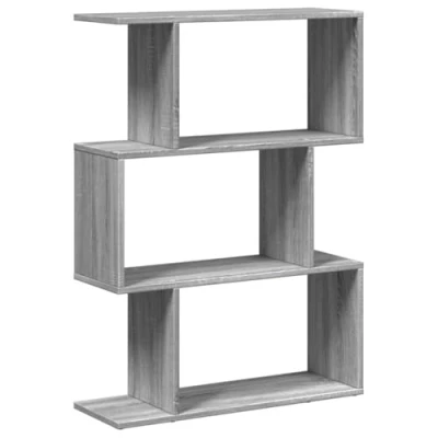 Image of vidaXL Room Divider Bookcase 5 Tier Grey Sonoma Engineered Wood Modern Freestanding Bookshelf for Living Room, Bedroom, Office