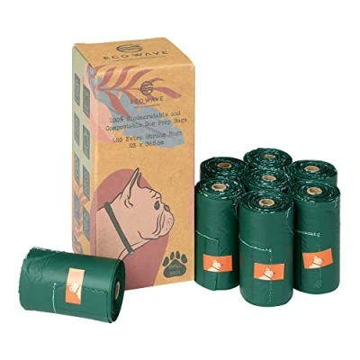 Image of ECO WAVE Compostable Leak Proof Dog Poop Bags For Small Dogs, Thick and Strong, 120 Fragrance Free Bags, EN 13432 Certified