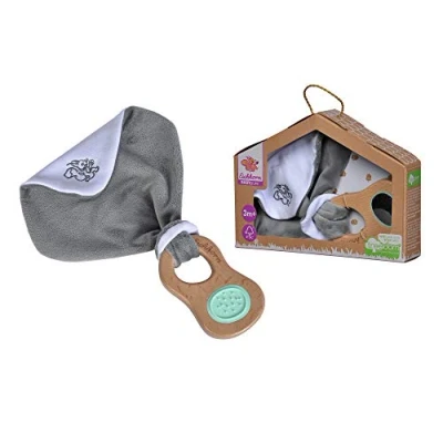 Image of Eichhorn Baby Pure grasping toy with comforter made from FSC 100% certified beech wood, sustainable wooden toy, mirror, BPA suitable for children the first months of life
