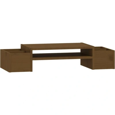 Image of vidaXL Monitor Stand Honey Brown 70x27.5x15 cm Solid Wood Pine