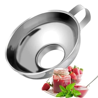 Image of Stainless Steel Funnel, Wide Mouth Funnels For Kitchen Use, Easy Fill Transferring Fluid Oil Powder Beans Jam