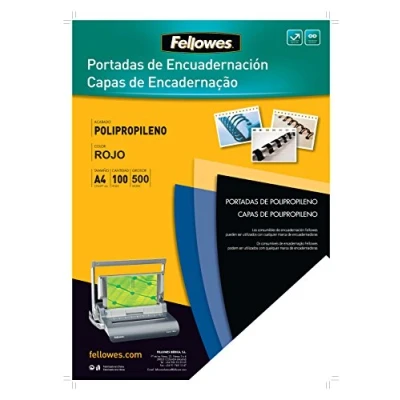 Image of Fellowes 5477801 Polypropylene Covers for Binding, A4, Red