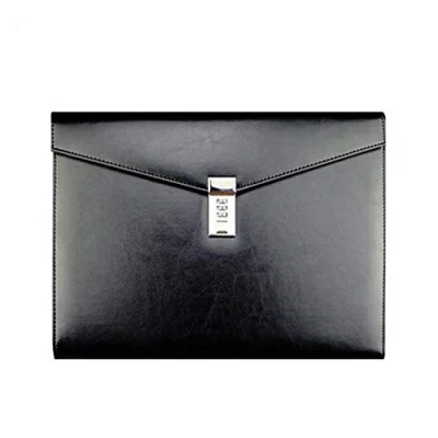 Image of A4 Black PU Leather Men Briefcase Lockable with Password,Document Bag Case,File Folder Conference Meeting Files Storage Business Handbag