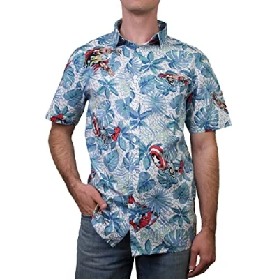 Image of Marvel Men&#039;s Button Down Shirt, White Retro Paradise, XXL
