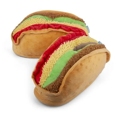 Image of Coddies Taco Slippers Unisex Funny Slippers, Novelty Comfortable Gag Gift Men, Women &amp; Kids (4 8 UK, 36 39 EU)