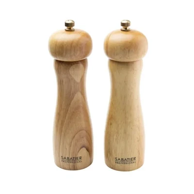 Image of Sabatier Professional Bordeaux Salt &amp; Pepper Mill 17.5cm Rubber Wood (SABMLSET3)