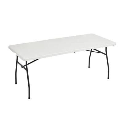 Image of Amazon Basics Folding Table 6 ft (183 cm) with Carrying Handle, Indoor &amp; Outdoor, White