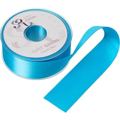 Image of SR SUPER RIBBONS®™ Full Reel 3mm Double Faced Satin Ribbon, 50 Metres on Turquoise
