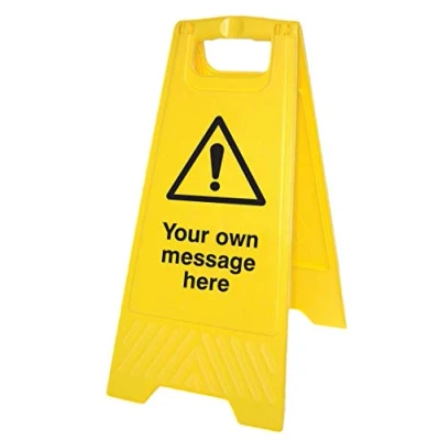 Image of Warning Signs Your message here (free standing floor sign) Yellow Polypropylene