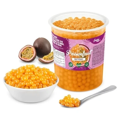 Image of The Inspire Food Company Popping Boba Pearls For Bubble Tea 1 KG Passionfruit Bursting Real Fruit Juice Dessert,Smoothie 100% Vegan &amp; Glutenfree, No Artificial Colors