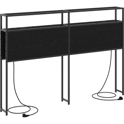 Image of vidaXL Storage Headboard Wall mounted Black oak 140 cm Engineered wood