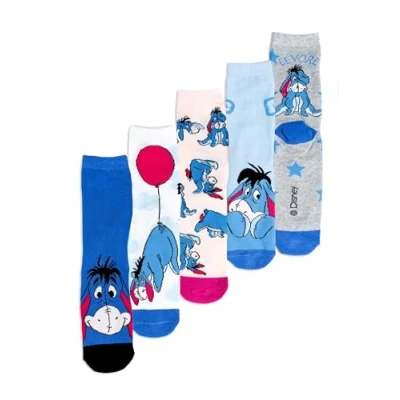 Image of Disney Eeyore Donkey Socks for Women Winnie the Pooh Women&#039;s Sneaker Stockings 38 43 (Pack of 5), multicoloured,