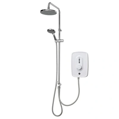 Image of Triton Showers GEDADU11 Danzi DuElec Shower Electric 10.5 KW I White Electrical with Rainfall Showerhead and Anti Twist Hose Best Units for Bathrooms