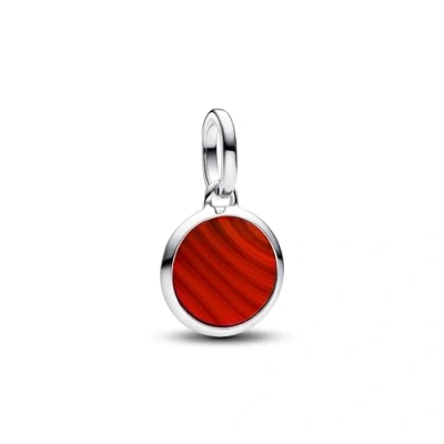 Image of Pandora ME Gravierbares Rotes Murano Glass Mini Medallion Charm aus Sterling Silber mit künstlichem Türkis,Kompatibel und Moments Armbänder,793389C01, misura unica, Silver, No