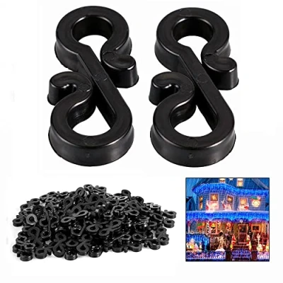 Image of COMBIUBIU 120pcs Mini Plastic Gutter Hooks, Outdoor Light Hooks Clips, S Clip on Wedding Christmas Halloween Garden Tree Home Decor, Outside String Lights,Seasonal Fairy