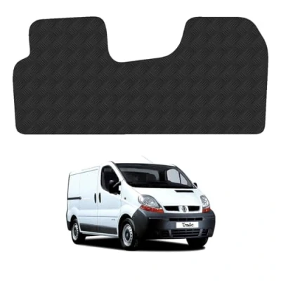 Image of 5mm Rubber Floor Mats for the Renault Trafic (2001 2014) UK Models Custom Van Accessory Tailored fit Heavy Duty, Waterproof &amp; Anti Slip Work with Clips