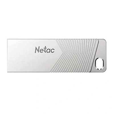 Image of Netac 64GB USB 3.2 Memory Pen, UM1, Zinc Alloy Casing, Key Ring, Pearl Nickel Colour